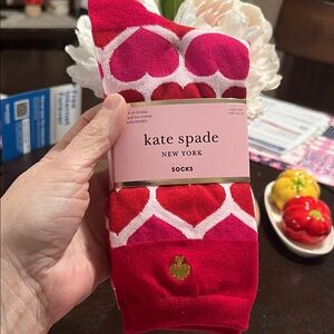 NEW Kate Spade Red and Pink Heart Pattern Socks